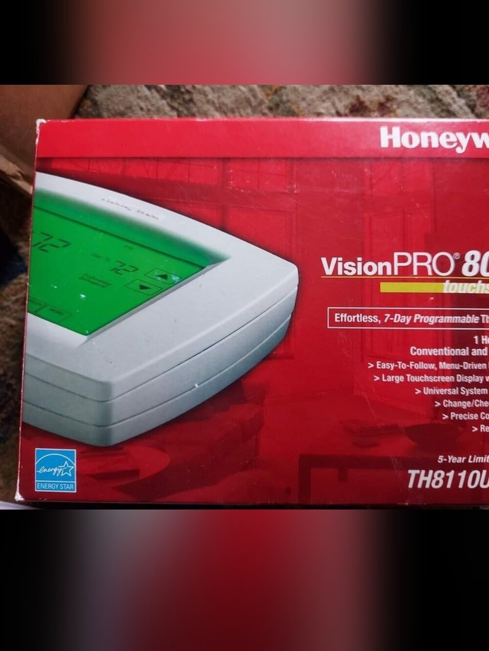 Honeywell VisionPRO 8000 Touchscreen Thermostat - White with Green Display